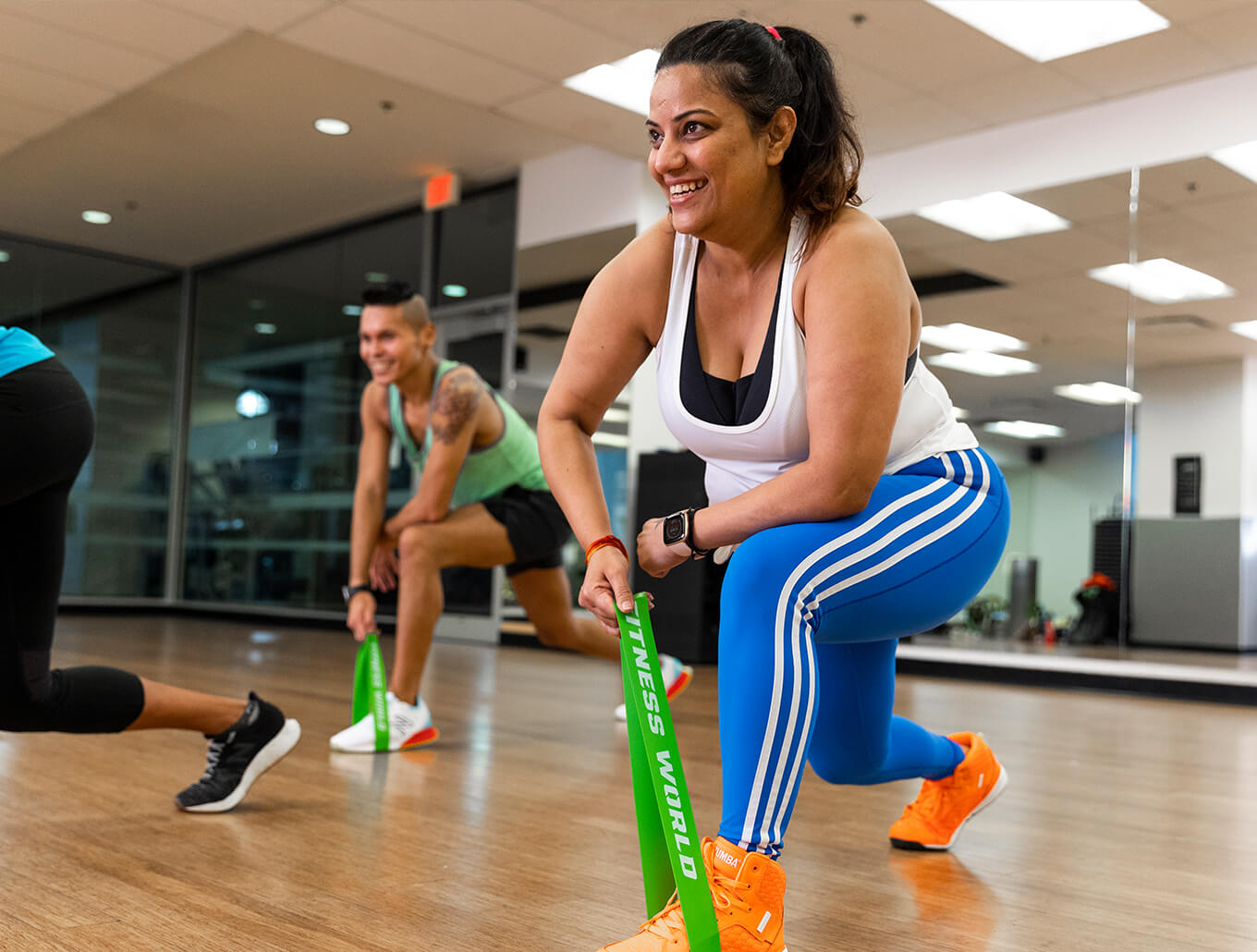 workout class with bands